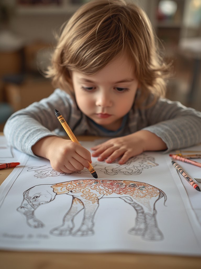 toddler coloring in action