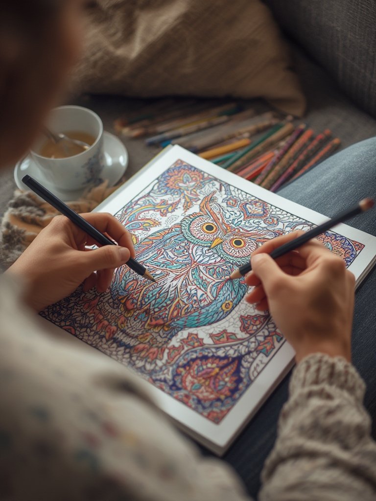 adult coloring in action